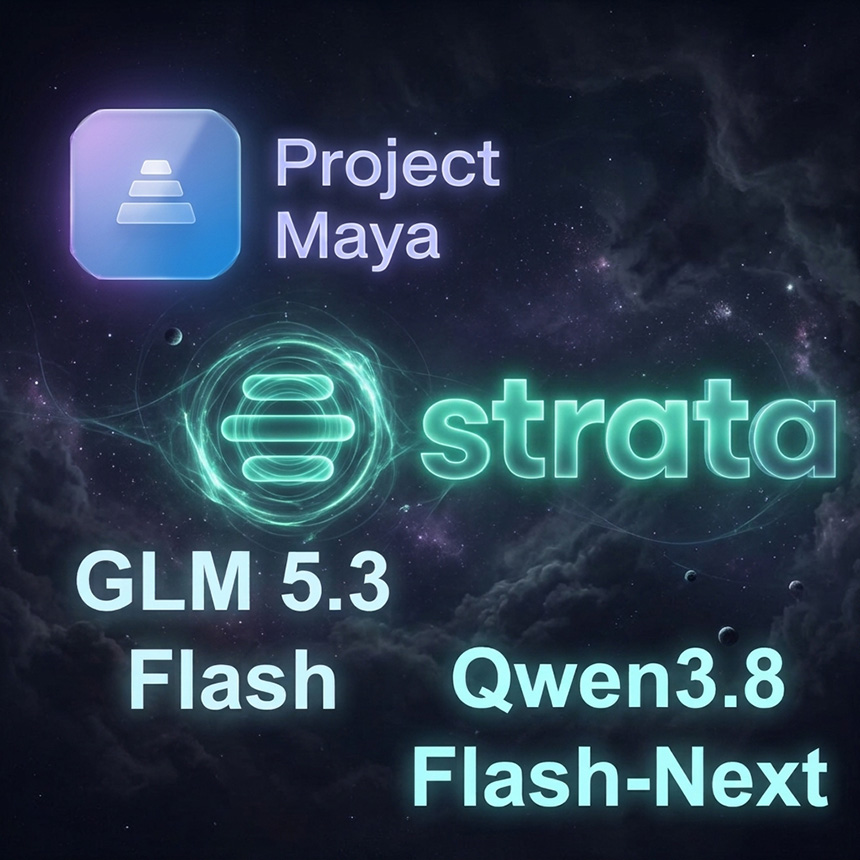Strat Logo , Project Maya , GLM 5.3, Qwen 3.8 Flash Next